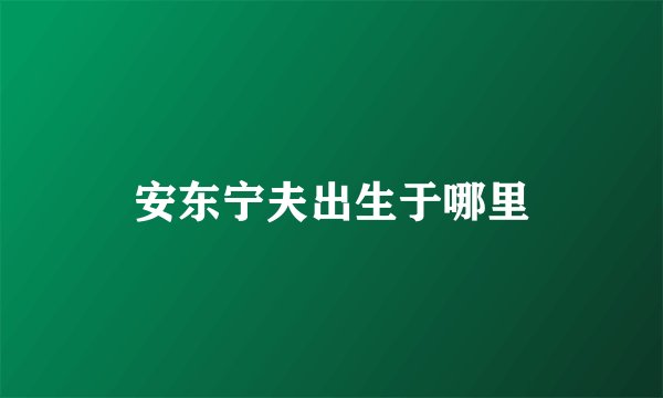 安东宁夫出生于哪里