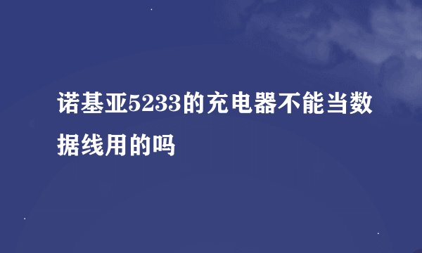 诺基亚5233的充电器不能当数据线用的吗