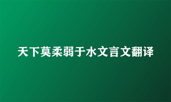 天下莫柔弱于水文言文翻译