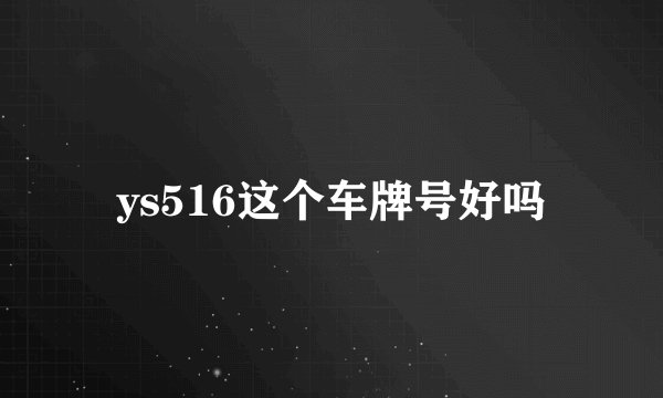 ys516这个车牌号好吗