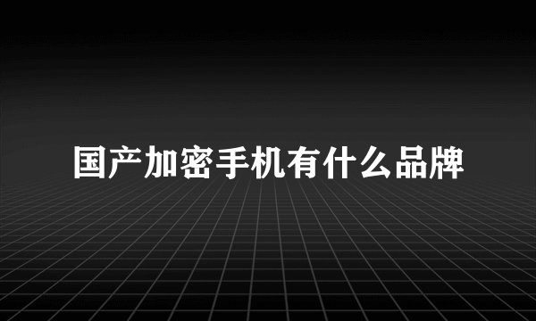 国产加密手机有什么品牌
