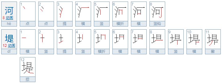 河堤的拼音是什么