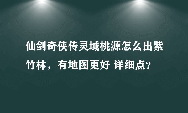 仙剑奇侠传灵域桃源怎么出紫竹林，有地图更好 详细点？