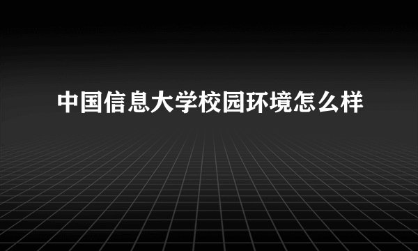 中国信息大学校园环境怎么样