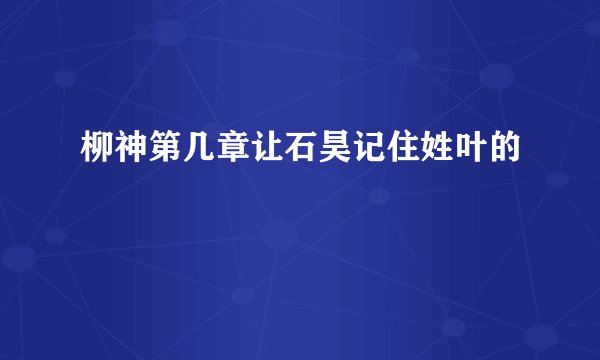 柳神第几章让石昊记住姓叶的