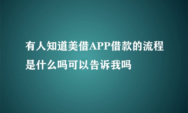 有人知道美借APP借款的流程是什么吗可以告诉我吗