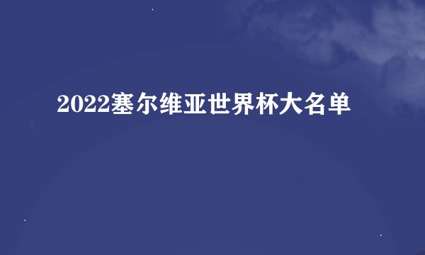 2022塞尔维亚世界杯大名单