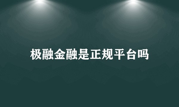 极融金融是正规平台吗