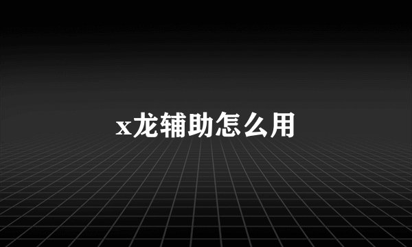 x龙辅助怎么用