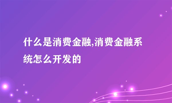 什么是消费金融,消费金融系统怎么开发的