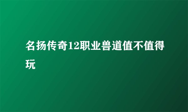 名扬传奇12职业兽道值不值得玩