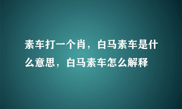 素车打一个肖，白马素车是什么意思，白马素车怎么解释