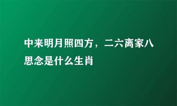 中来明月照四方，二六离家八思念是什么生肖