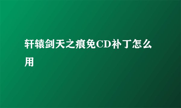轩辕剑天之痕免CD补丁怎么用