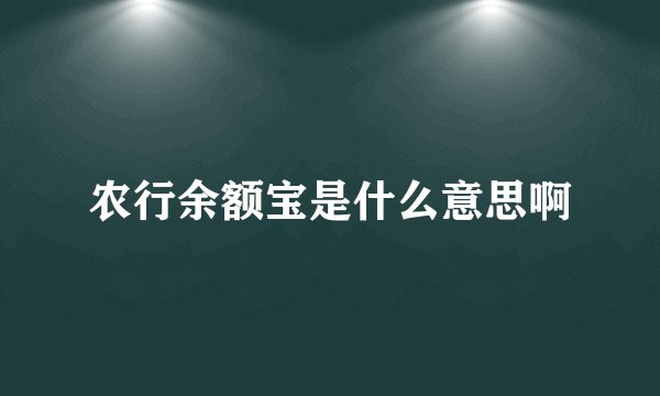 农行余额宝是什么意思啊