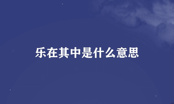 乐在其中是什么意思