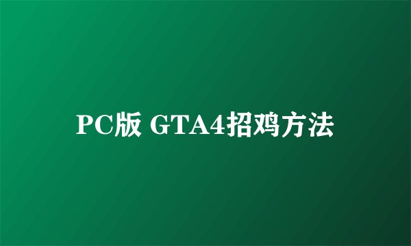 PC版 GTA4招鸡方法