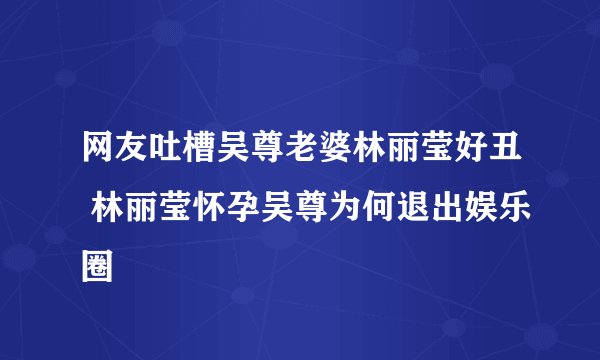 网友吐槽吴尊老婆林丽莹好丑 林丽莹怀孕吴尊为何退出娱乐圈