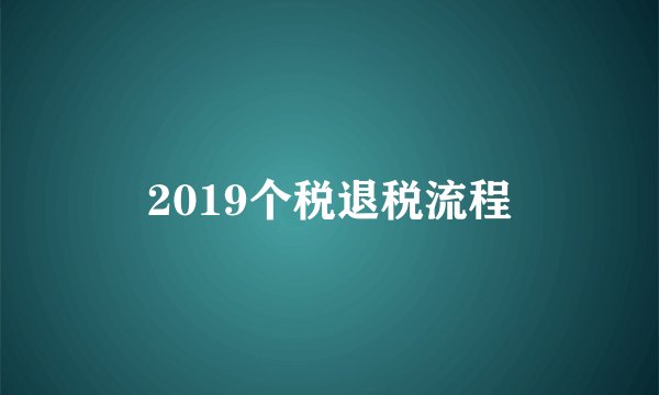 2019个税退税流程