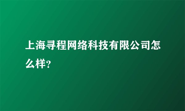 上海寻程网络科技有限公司怎么样?