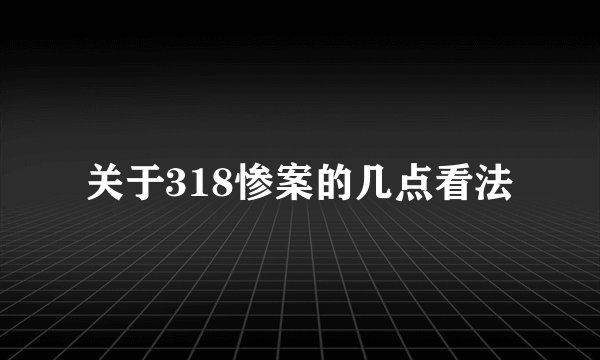关于318惨案的几点看法