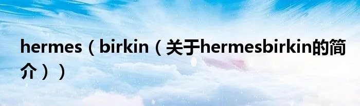 hermes（birkin（关于hermesbirkin的简介））