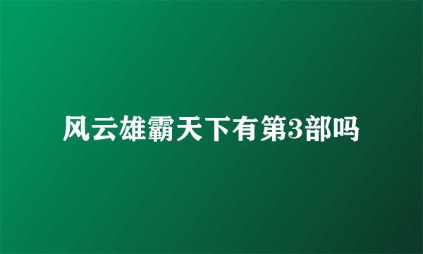 风云雄霸天下有第3部吗