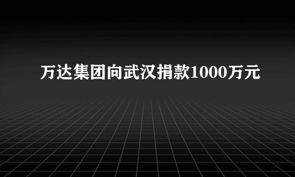 万达集团向武汉捐款1000万元