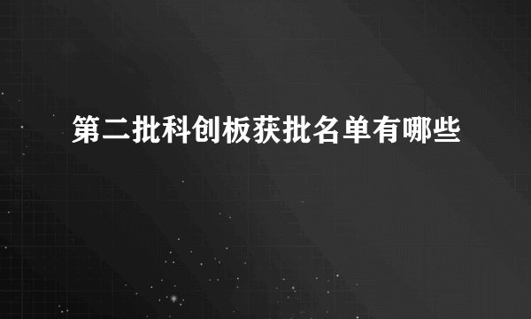 第二批科创板获批名单有哪些
