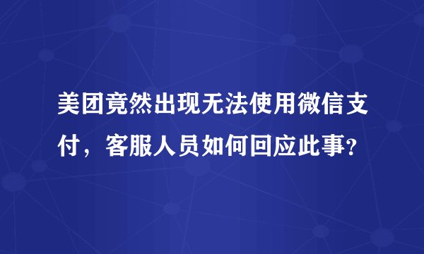 美团竟然出现无法使用微信支付，客服人员如何回应此事？