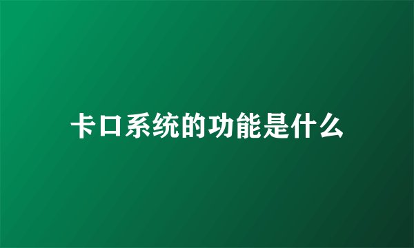 卡口系统的功能是什么