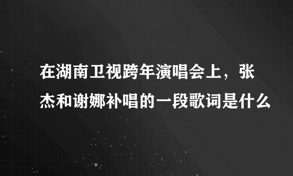 在湖南卫视跨年演唱会上，张杰和谢娜补唱的一段歌词是什么