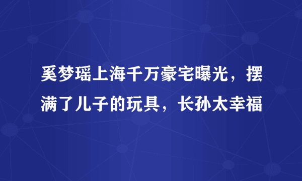 奚梦瑶上海千万豪宅曝光，摆满了儿子的玩具，长孙太幸福