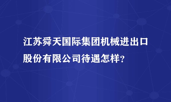 江苏舜天国际集团机械进出口股份有限公司待遇怎样？