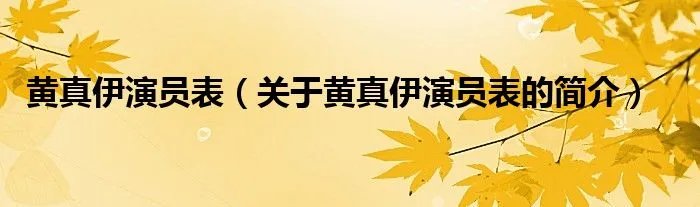 黄真伊演员表（关于黄真伊演员表的简介）