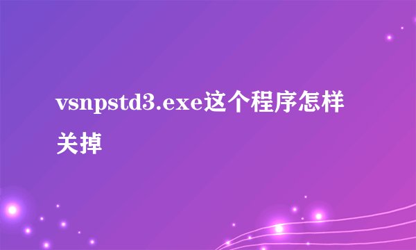 vsnpstd3.exe这个程序怎样关掉