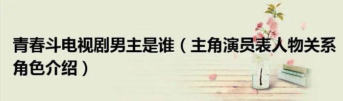 青春斗电视剧男主是谁（主角演员表人物关系角色介绍）