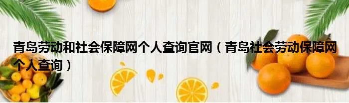 青岛劳动和社会保障网个人查询官网（青岛社会劳动保障网个人查询）