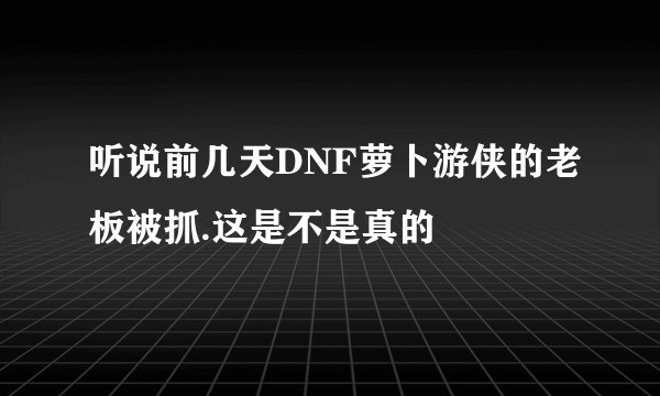 听说前几天DNF萝卜游侠的老板被抓.这是不是真的