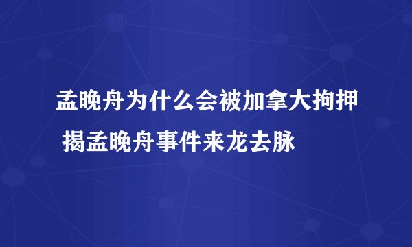 孟晚舟为什么会被加拿大拘押 揭孟晚舟事件来龙去脉