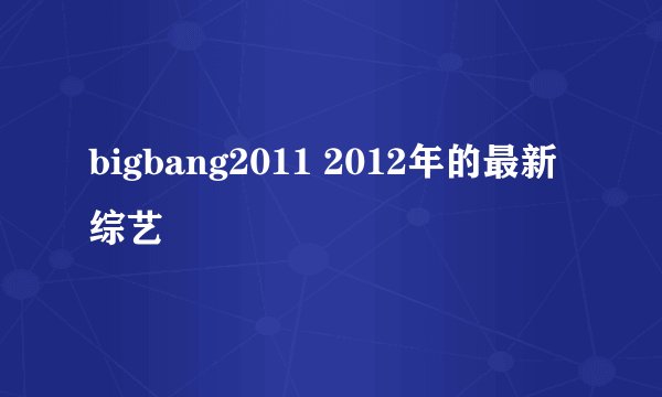 bigbang2011 2012年的最新综艺