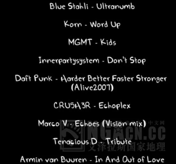 Hydra 7-著名戒律牧里面的全部音乐名字