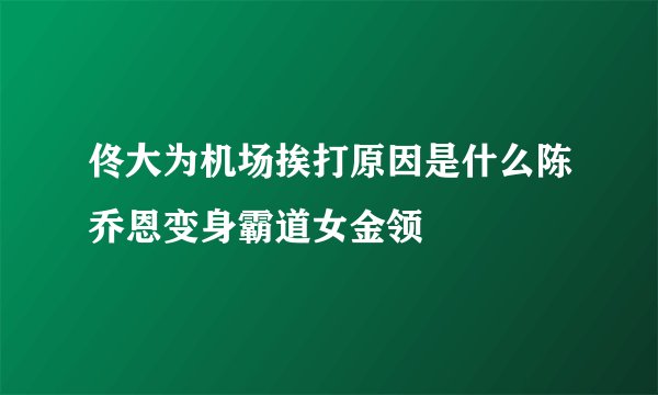 佟大为机场挨打原因是什么陈乔恩变身霸道女金领
