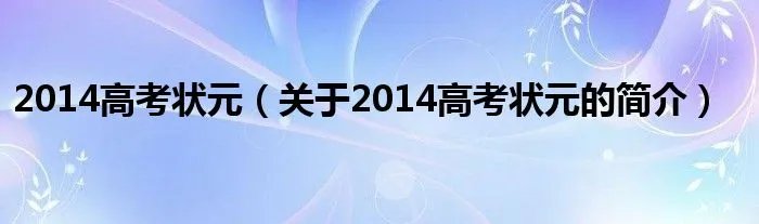 2014高考状元（关于2014高考状元的简介）
