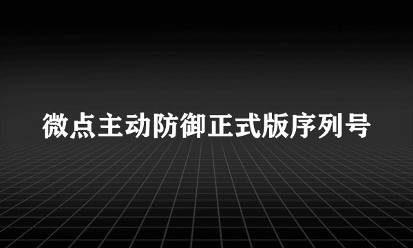 微点主动防御正式版序列号