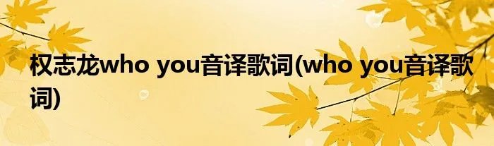 权志龙who you音译歌词(who you音译歌词)