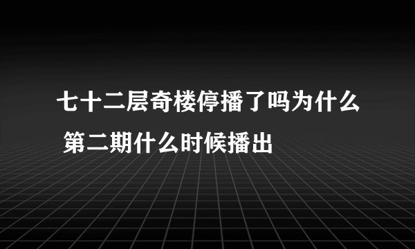七十二层奇楼停播了吗为什么 第二期什么时候播出