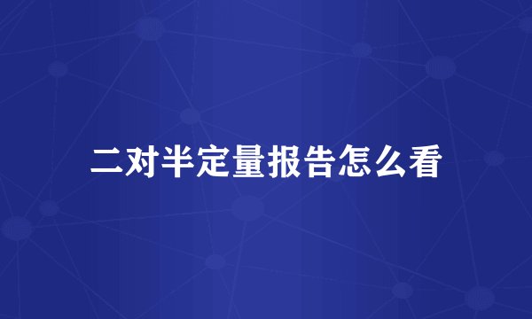 二对半定量报告怎么看