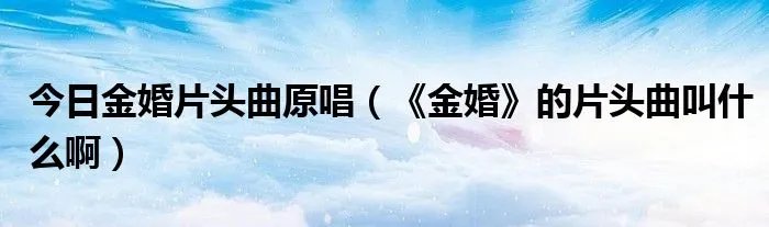 今日金婚片头曲原唱（《金婚》的片头曲叫什么啊）