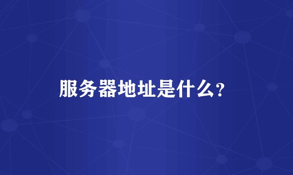 服务器地址是什么？